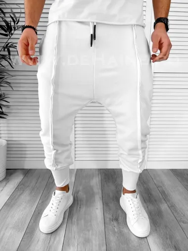 Trening barbati pantaloni + hanorac alb K031 P20-3.2